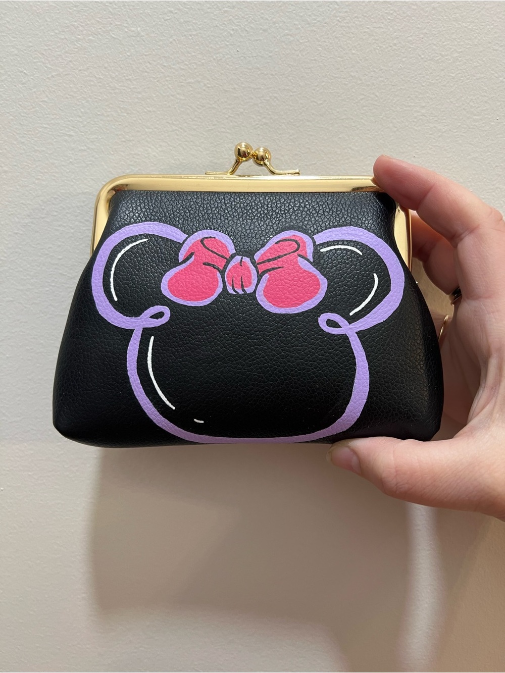 Black Coin Purse with Minnie Pink Bow Graphic